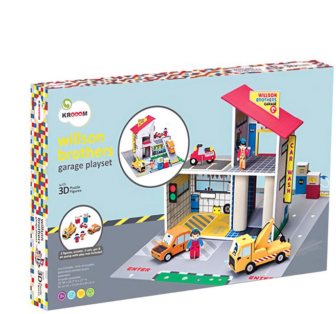 KROOOM 威爾森兄弟 車庫組 3D立體拼圖 角色扮演玩具, 1組