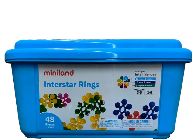 Miniland 星際環狀串接積木組 多種堆疊方式 附收納箱 48片, 1組