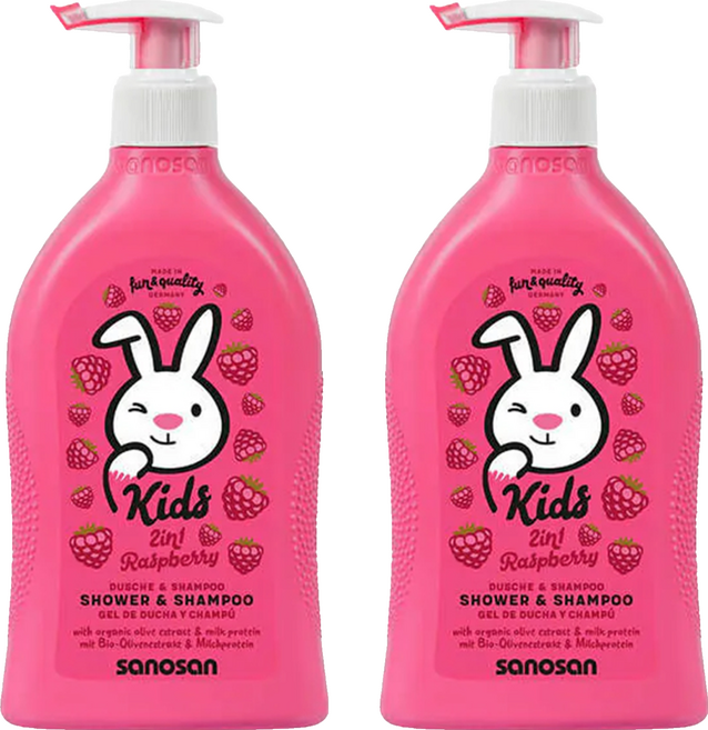 sanosan 兒童2合1洗髮沐浴露 覆盆子香, 400ml, 2瓶