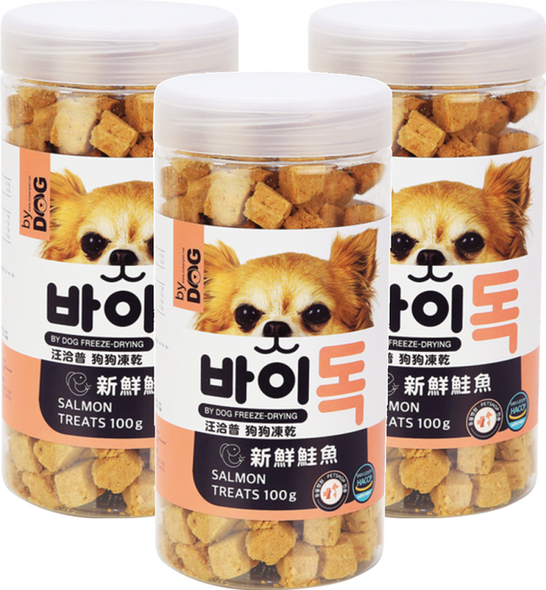 by DOG 狗狗凍乾零食, 100g, 3罐, 新鮮鮭魚