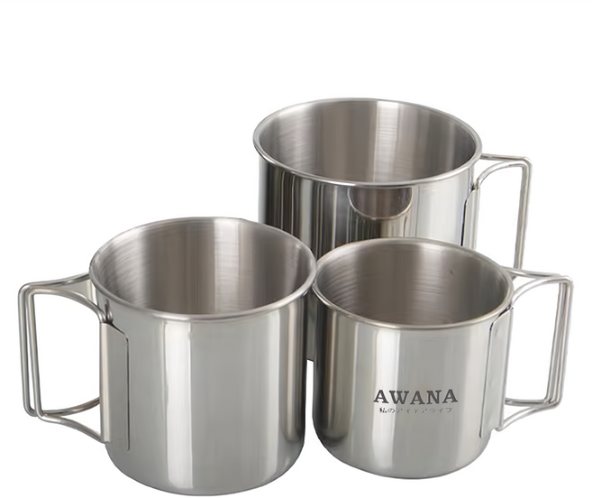 AWANA 戶外摺疊杯3入組 AK 3SE 500m l+ 330ml + 220ml, 1組, 銀色