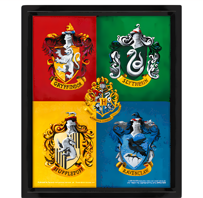 Harry Potter 哈利波特 霍格華茲學院3D立體海報 含框