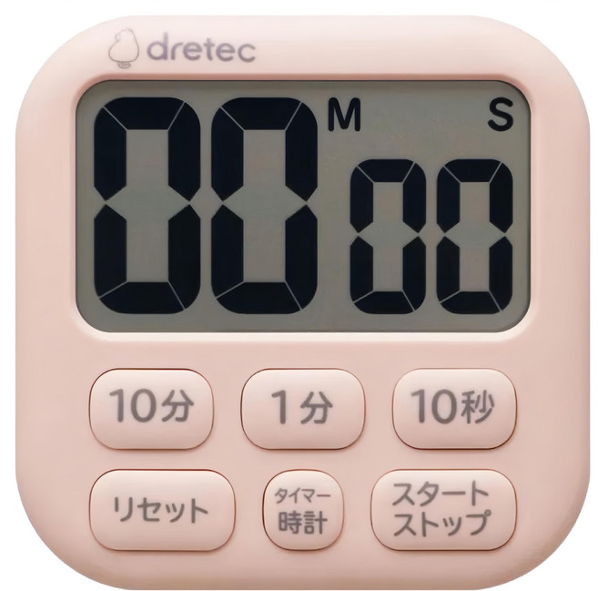 dretec 波波拉大螢幕時鐘計時器 6按鍵 T-592PK 粉色, 1個