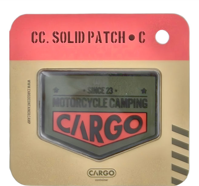 CARGO container CC. SOLID PATCH C 工業風與機車露營徽章, 綠色 + 橘色, 1個