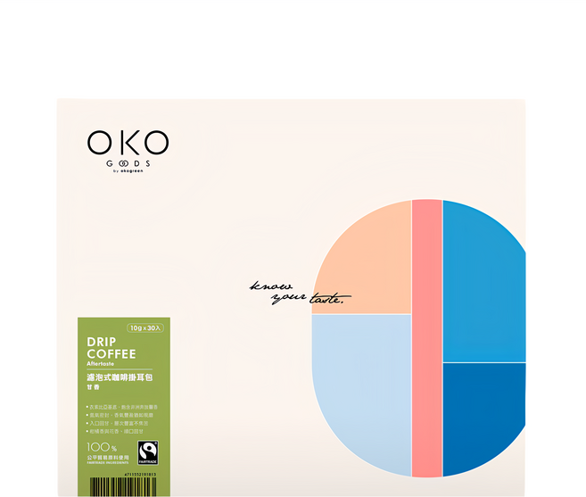 OKO 生態綠 濾泡式咖啡掛耳包 甘香綠, 10g, 30包, 1盒