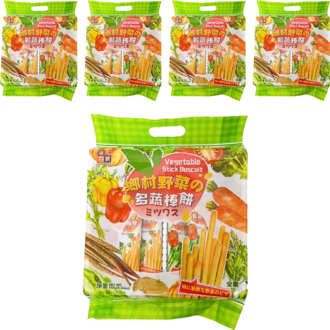 AJI OKASHI 味覺百撰 鄉村野菜之多蔬棒餅, 160g, 5袋