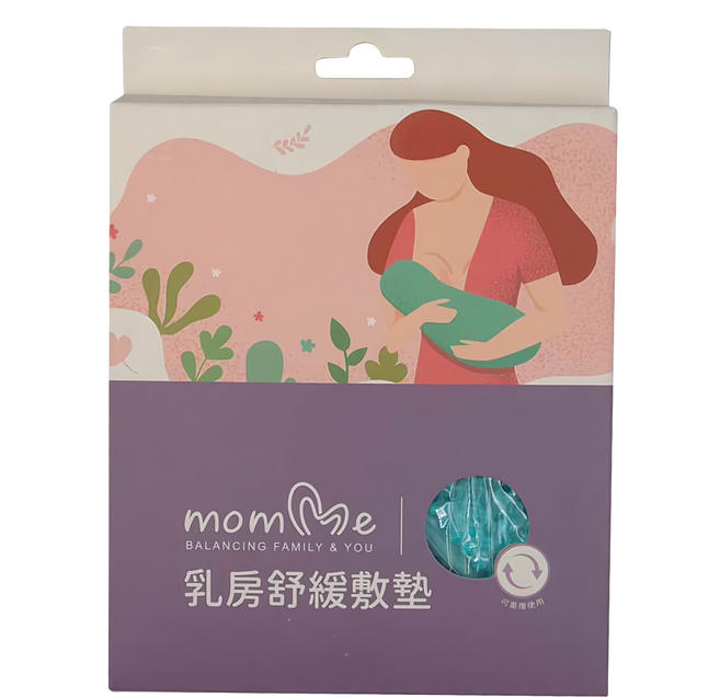 momMe 乳房舒緩敷墊 19.7 x 16.5cm 藍色 150g 2入, 乳房舒緩敷墊2個, 1盒