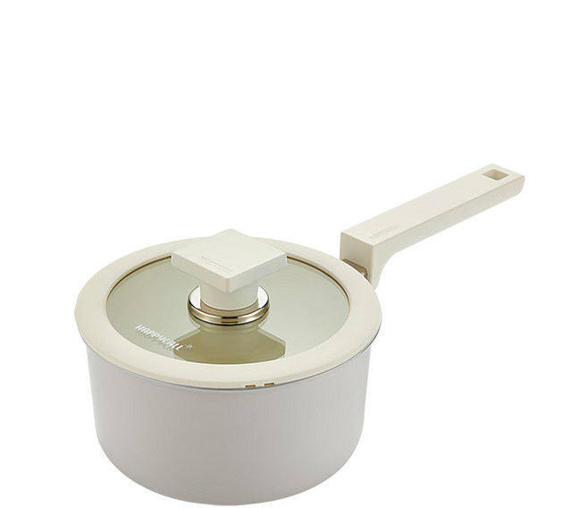 HAPPYCALL ADDZ Blanc系列 IH爐適用單柄湯鍋, 16cm, 淺灰色, 1個