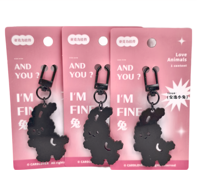 CARD LOVER 信的戀人 壓克力掛件 3件組, 安逸小兔, 1組