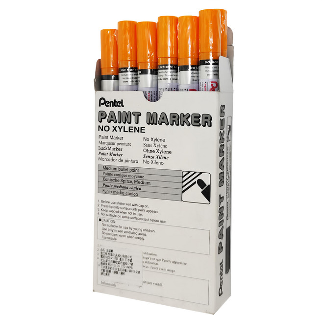 Pentel 飛龍文具 油漆筆 MMP10-F 粗 橘色 12支, 1色, 1盒
