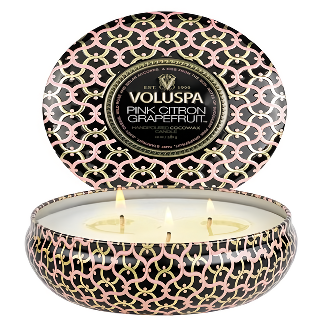 VOLUSPA 3芯錫蠟燭, 法國亞麻, 340g, 1個