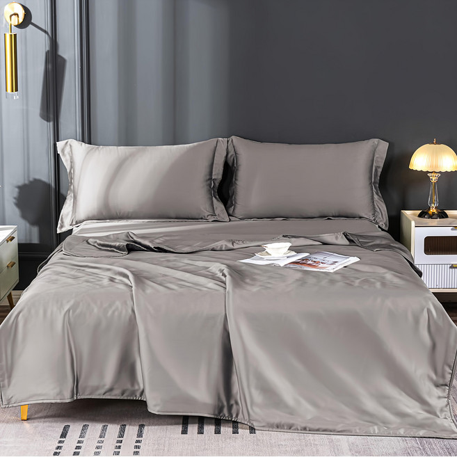 貝淇小舖 60支100%純天絲TENCEL 簡約素色 加大床包枕套組