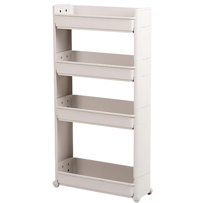 Changsin Living 昌信生活 可移動式 超細縫隙 儲物收納層架 附滑輪, 灰色, 4層