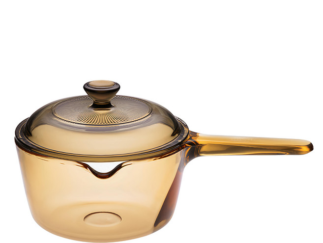 Corelle Brands 康寧餐具 Visions 單柄晶彩透明鍋 1L, 15cm, 黃色, 1個