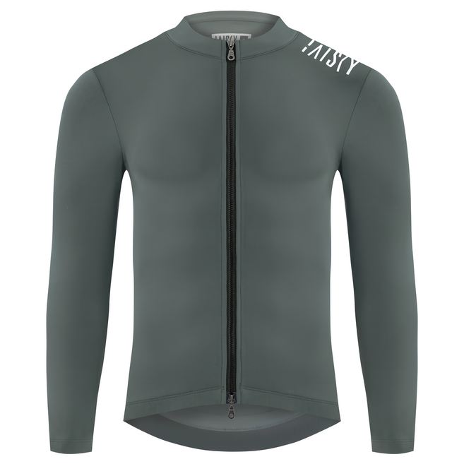 BAISKY男款雙拉鍊抓絨長車衣 潔淨ii 深灰