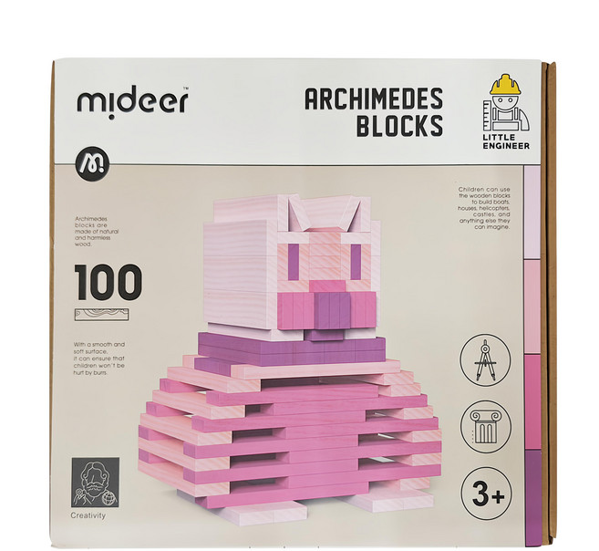 mideer 阿基米德積木 100片 1組, 粉色
