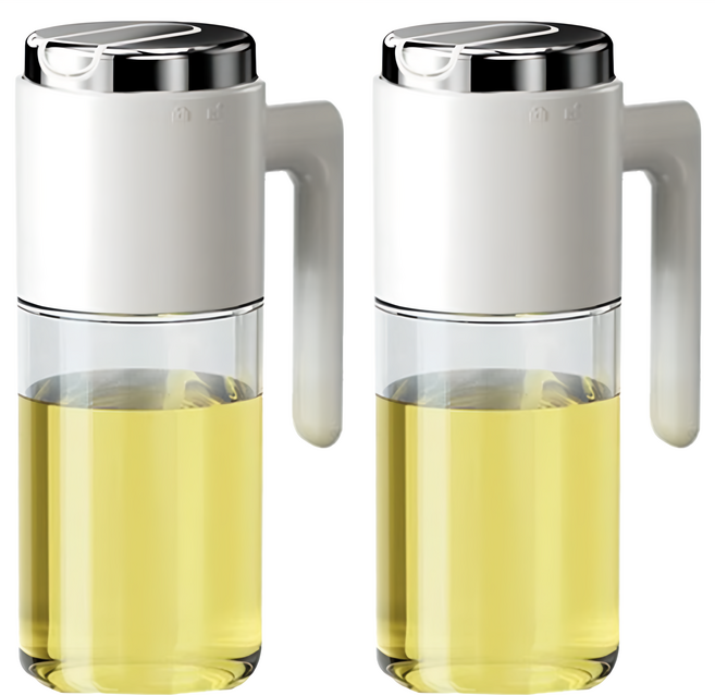 Couselect 不鏽鋼重力自動開合油壺 白色, 500ml, 2個