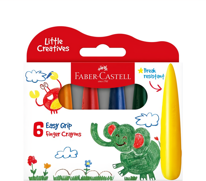 FABER-CASTELL 輝柏 子彈可擦拭學齡蠟筆, 6色, 1盒