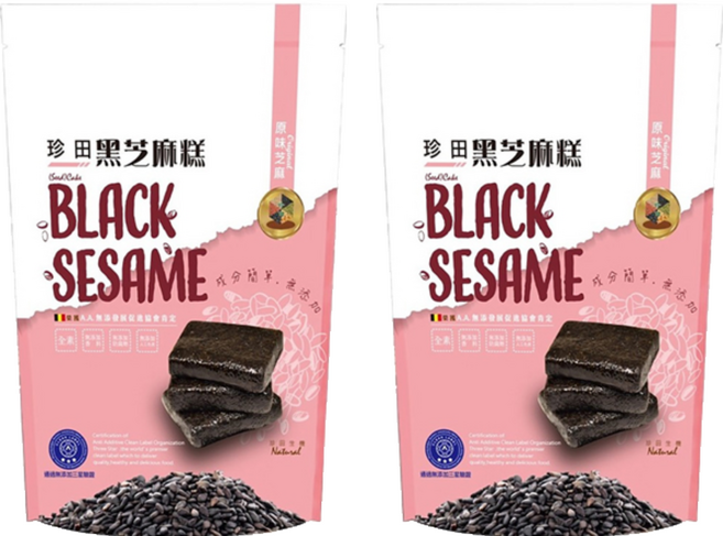 珍田生機 芝麻糕 原味 全素, 220g, 2包