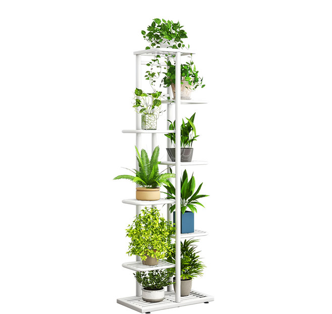FAmILyLIFE 生活 工業風置物花架 A-282-W 22.2 x 41.3 x 141cm 2.4kg, 淨白色, 8層