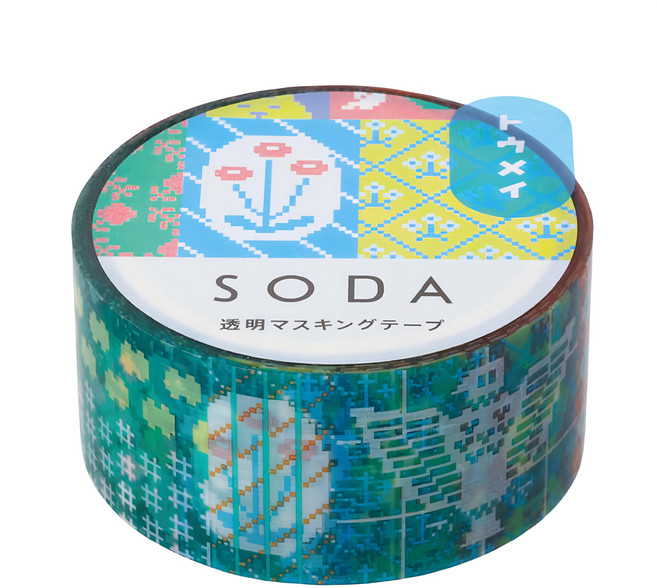 KING JIM HITOTOKI SODA 透明PET卷狀膠帶 20mm x 4m, 復古, 1捲