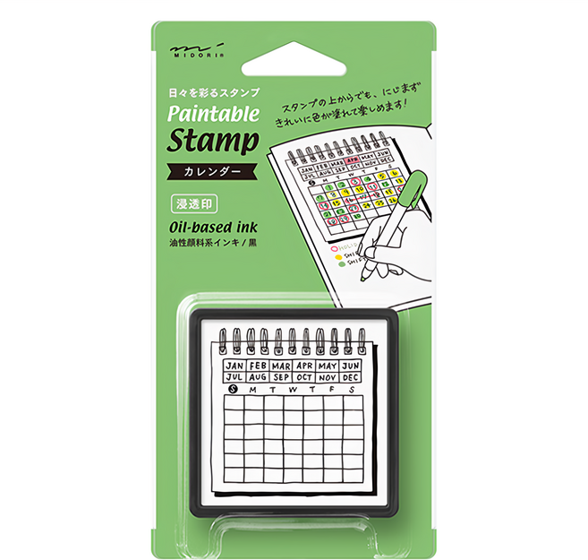 日本 MIDORI 手繪浸透印章 35399 日曆, 1個, 黑色 + 白色