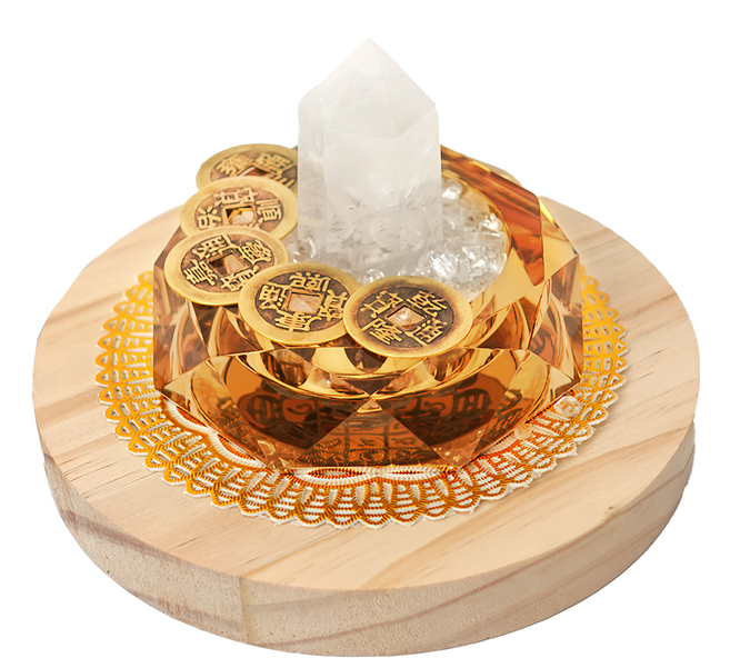 命運好好玩 化煞鎮宅白晶柱擺件 白水晶 70g, 原木色 + 金色 + 白色, 1組