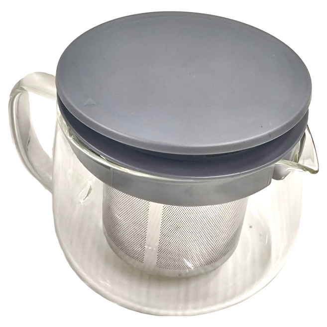 cafe lente 慢拾光 玻璃濾茶壺 600ml, 碳本色 + 透明色, 1個