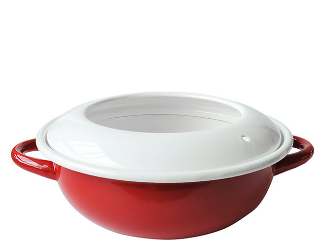 油炸鍋日式加厚琺瑯 附溫度計 3.1L, 23cm, 紅色 + 白色, 1個