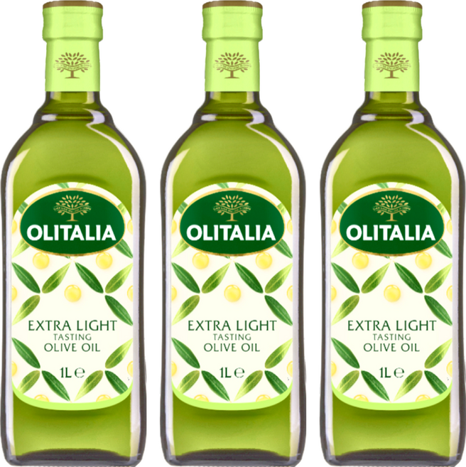 OLITALIA 奧利塔 精緻橄欖油 Extra Light 等級 耐高溫低油煙, 1L, 3瓶