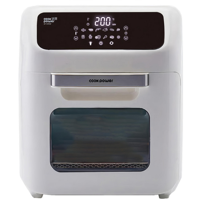 鍋寶 數位觸控式氣炸烤箱 含配件 - 大容量 304不鏽鋼 旋轉烤叉 12種菜單模式, AF-1290W, 白色, 12L, 1個