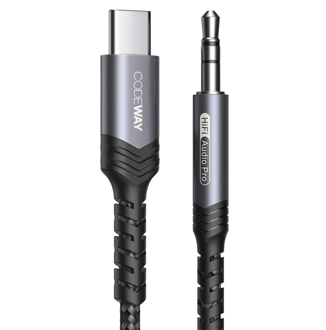 CODEWAY Type-C to AUX 高保真音質 音源線 3m, 黑色, 單一商品, 1條