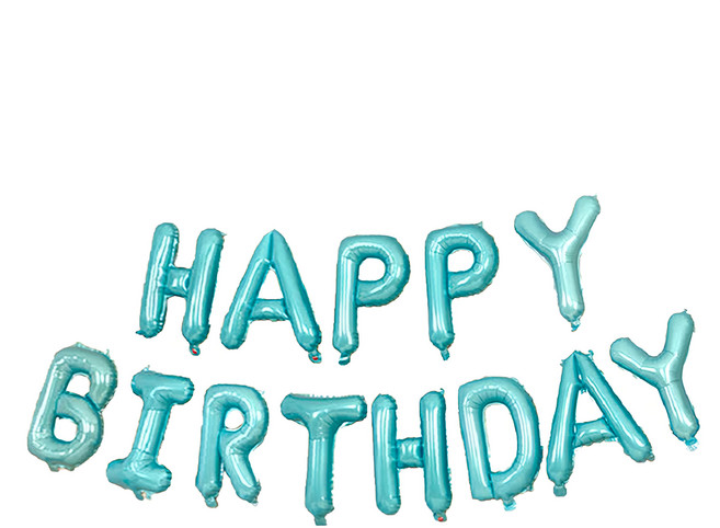 生活King 可懸掛生日快樂字母氣球 HAPPY BIRTHDAY, 糖果藍色, 1組