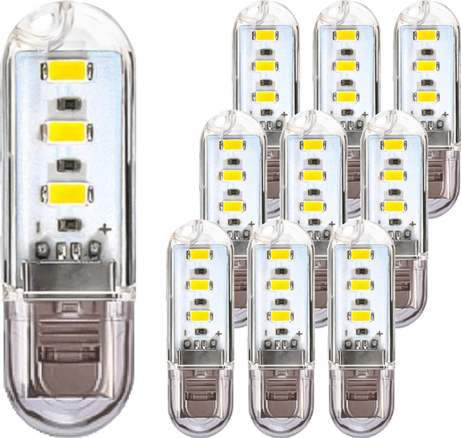 小麥購物 USB小夜燈 LED 3燈 Y039 10個, 白光