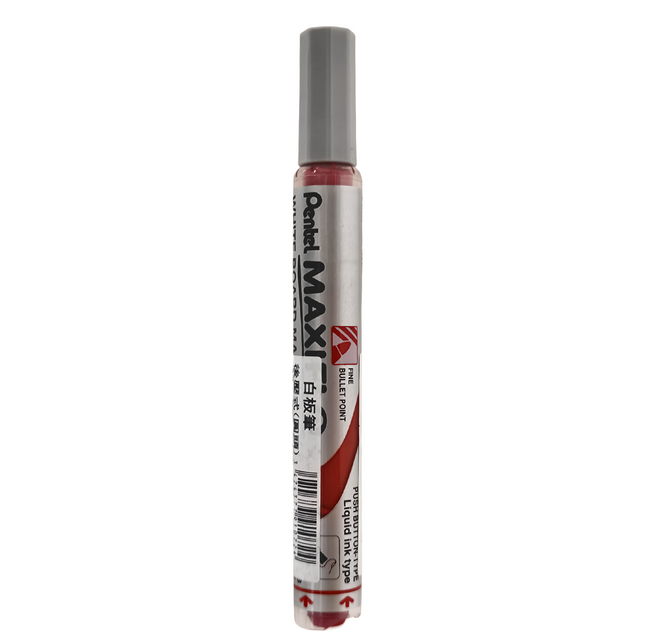 Pentel 飛龍文具 細字後壓白板筆 MWL5S-5S, 紅色, 12支