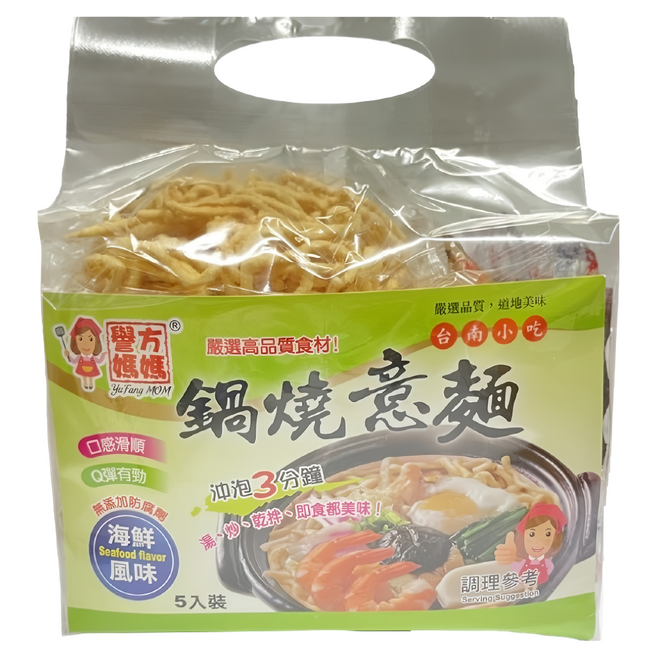 譽方媽媽 海鮮鍋燒意麵 5入, 300g, 1袋