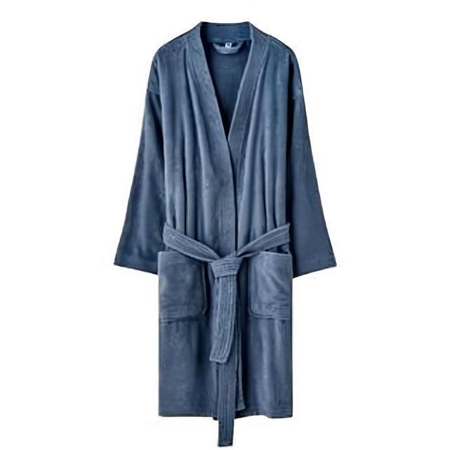 理享家 純棉七分袖浴袍 L(120 x 60cm) 孔雀藍, 1條