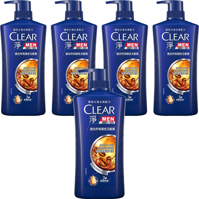 CLEAR 淨 男士去屑洗髮乳 強韌健髮淨爽型, 750g, 5瓶