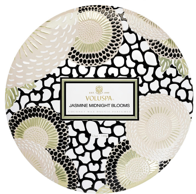 VOLUSPA 3芯錫蠟燭, 午夜茉莉花, 340g, 1個