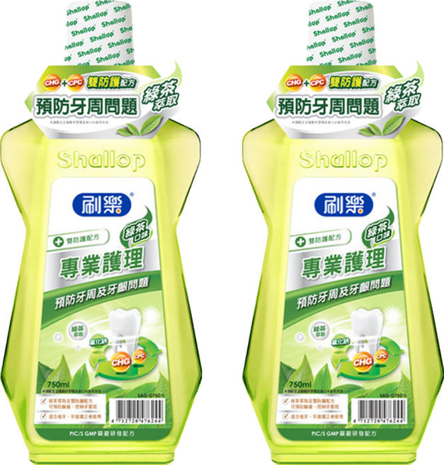 Shallop 刷樂 專業護理漱口水 綠茶口味, 750ml, 2瓶