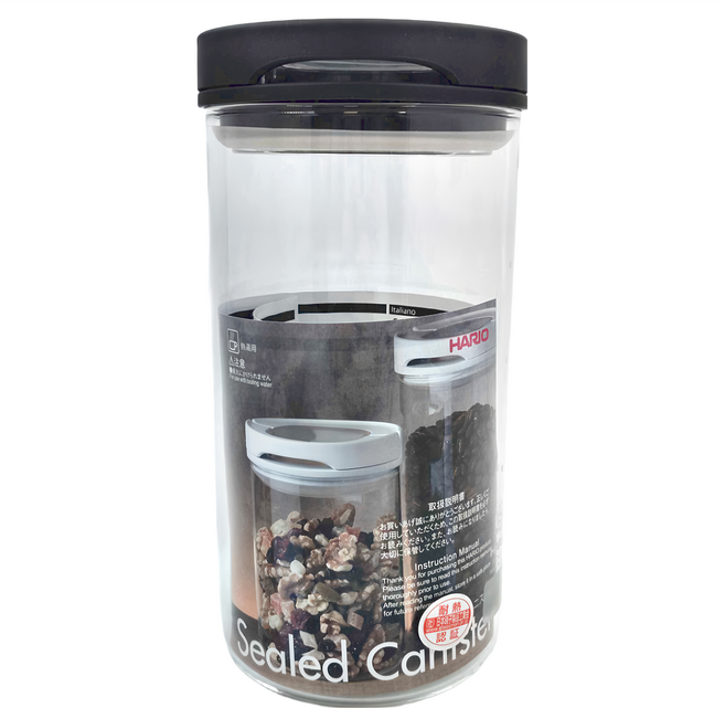 HARIO 好璃奧 黑色密封保鮮罐, 1000ml, 1個