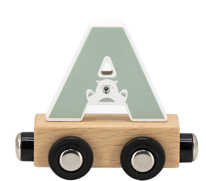 TRYCO 木製字母火車 適用年齡：3歲以上 主要材質：山毛櫸木, A, 1個