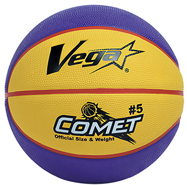 台灣 Vega COMET橡膠削邊籃球 國小比賽專用 黃色 + 紫色, OBR-511, 1顆