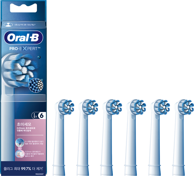Oral-B 歐樂B Pro Expert超細毛護齦刷頭 白色 6支, EB60X, 1盒