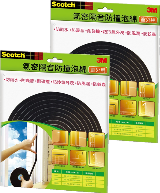 3M Scotch 小型室外隔音防撞棉 #8801, 2個