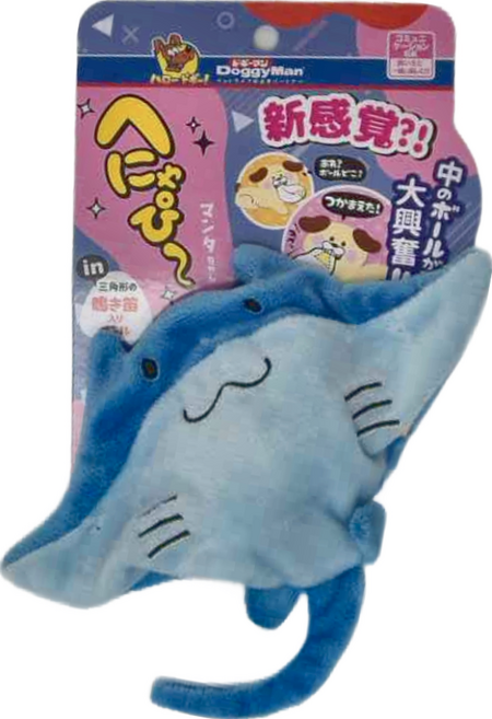 DoggyMan 多格漫 犬用嘎吱聲響玩具 魟魚 超小型及小型犬用, 魟魚 藍色, 1個