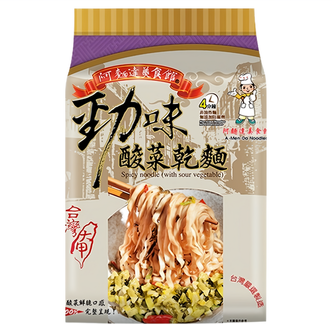 大甲佳旭 大甲乾麵 勁味酸菜拌麵 135g, 4包