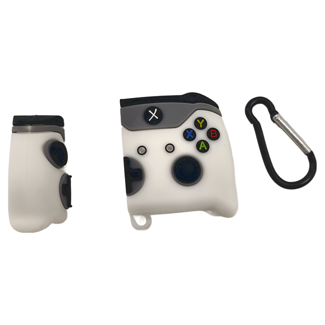 耳機保護套 附掛勾 復古遊戲機手柄 AirPods 1/2代適用, AirPods 1/2代, 復古遊戲機手柄 白色, 1個