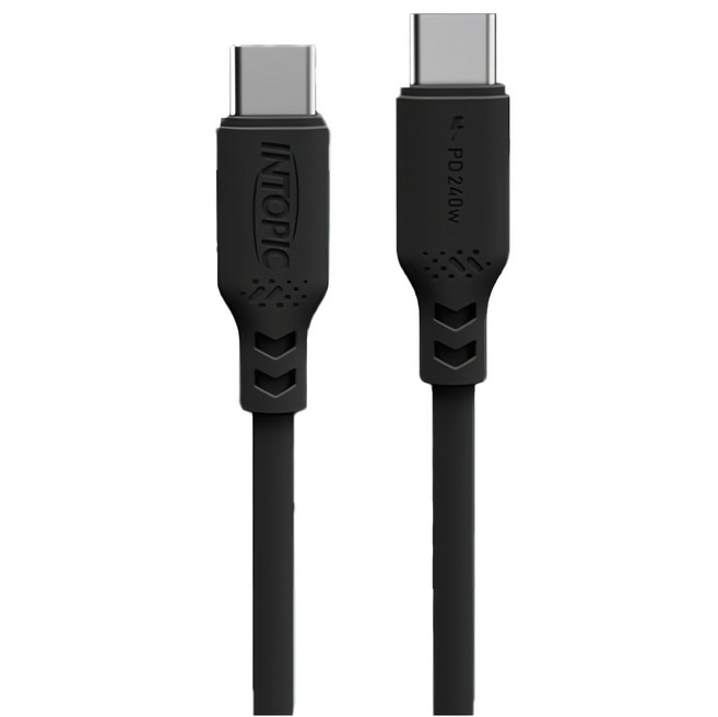 INTOPIC 廣鼎 Type-C PD240W液態矽膠充電傳輸線 支援PD3.1快充標準, 2m, 黑色, 1條