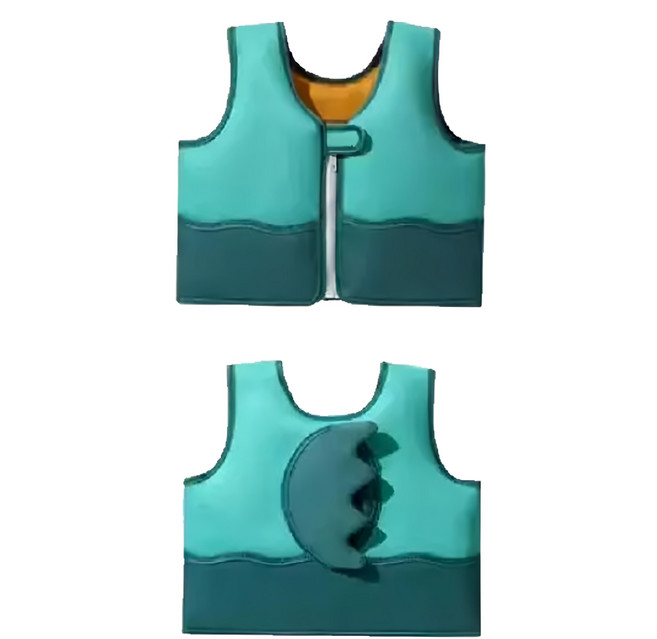 兒童浮力背心 適用於2-55公斤兒童, 綠色鯊魚, 1件